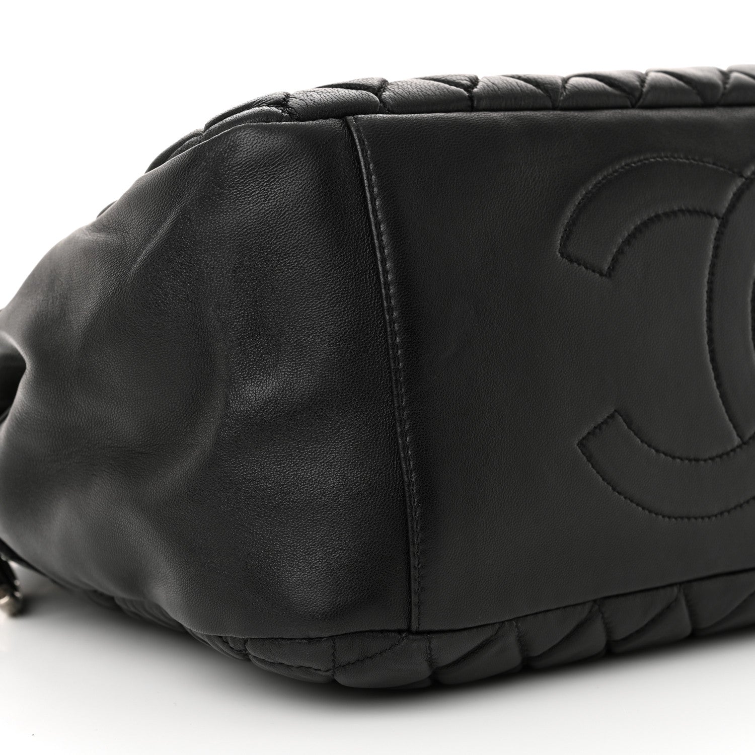 Chanel Lambskin Bubble Quilt Large Double Bowling Bag Black 9 of 11