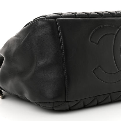 Chanel Lambskin Bubble Quilt Large Double Bowling Bag Black 9 of 11