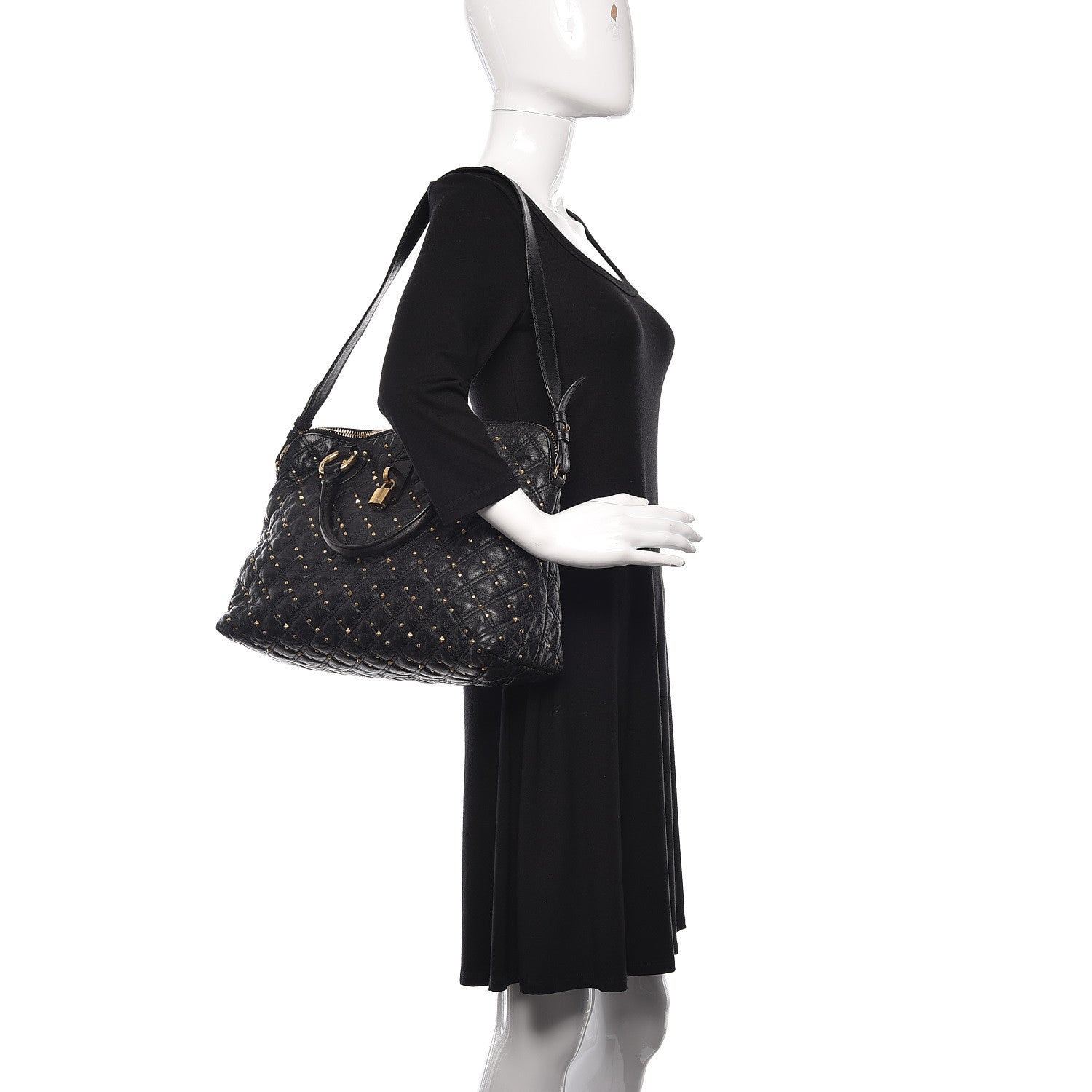 Marc Jacobs Calfskin Quilted Stardust Rio Satchel Tote Bag Black 3 of 14