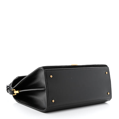 Saint Laurent Kid Scamosciato Smooth Calfskin Medium Classic Monogram Cassandra Top Handle Black Rouge Legion 4 of 12