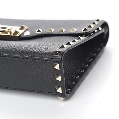Valentino Garavani Pebbled Calfskin Medium Rockstud Flip Lock Crossbody Bag Black 8 of 9