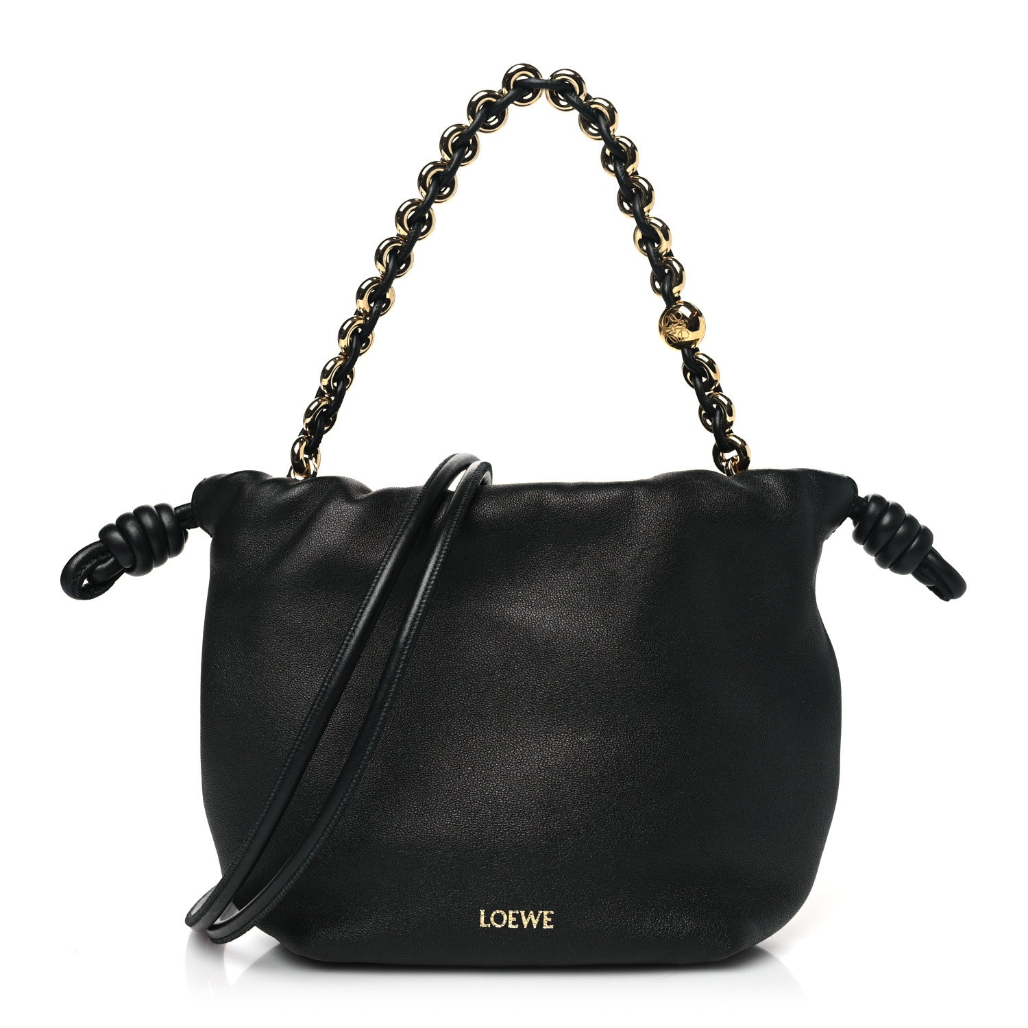 Loewe Nappa Calfskin Mini Flamenco Knot Clutch With Chain Black 1 of 10