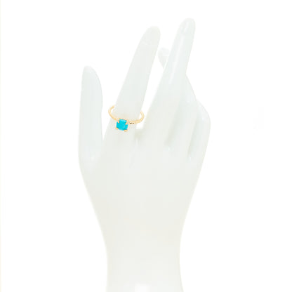 David Yurman 18K Yellow Gold Diamond Turquoise 7mm Chatelaine Ring 57 8 2 of 5