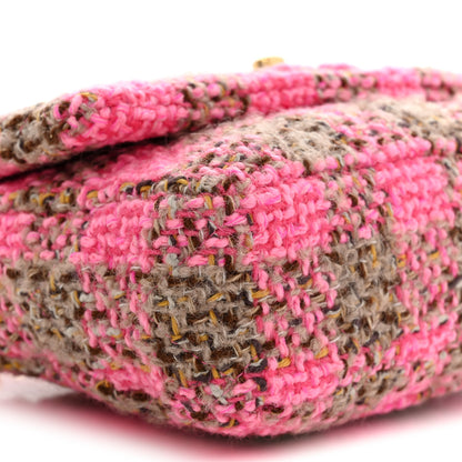 Chanel Wool Tweed Quilted Small Elegant Chain Flap Pink Brown 9 of 11