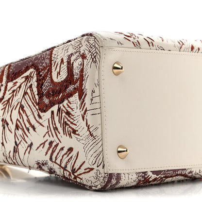 Christian Dior Calfskin Embroidered Medium Toile De Jouy Lady Dior White Red 9 of 18