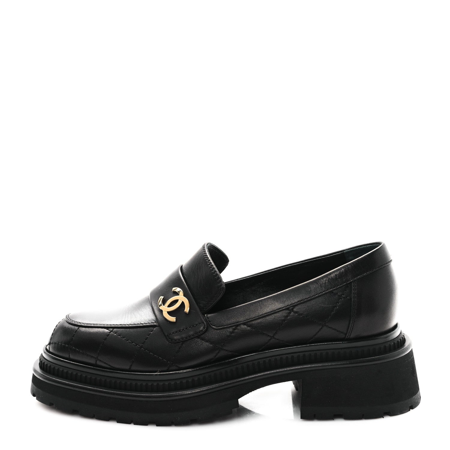 Chanel Calfskin Quilted CC Mocassin Loafers 36.5 Black 1 of 10