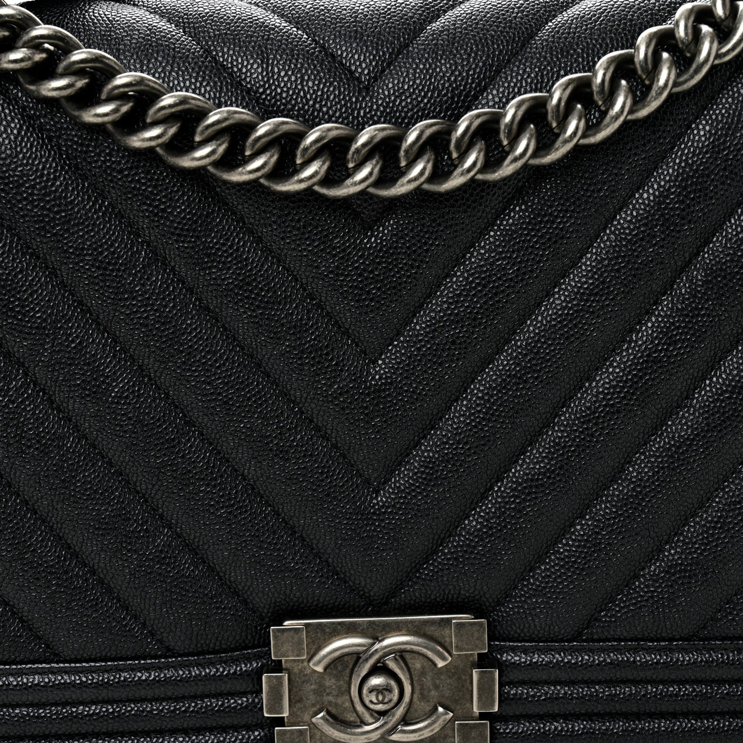Chanel Caviar Chevron Quilted New Medium Boy Flap Dark Navy Blue 8 of 10