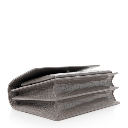 Saint Laurent Calfskin Crocodile Embossed Medium Monogram Sunset Fog 4 of 12