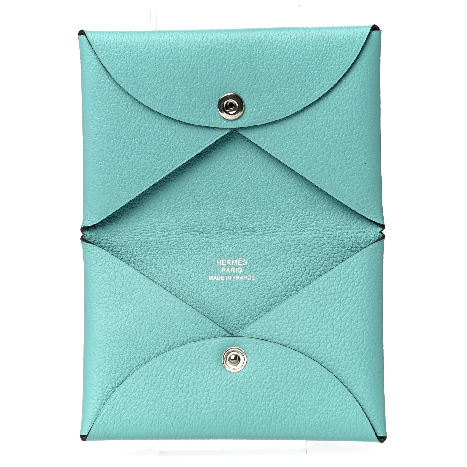 Hermes Evercolor Calvi Card Case Bleu Atoll 5 of 11