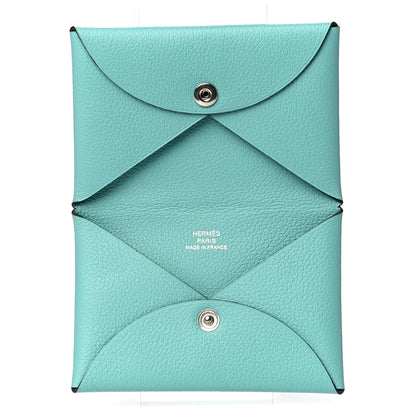Hermes Evercolor Calvi Card Case Bleu Atoll 5 of 11