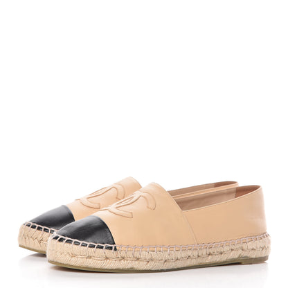 Chanel Lambskin CC Espadrilles 40 Beige Black 3 of 15