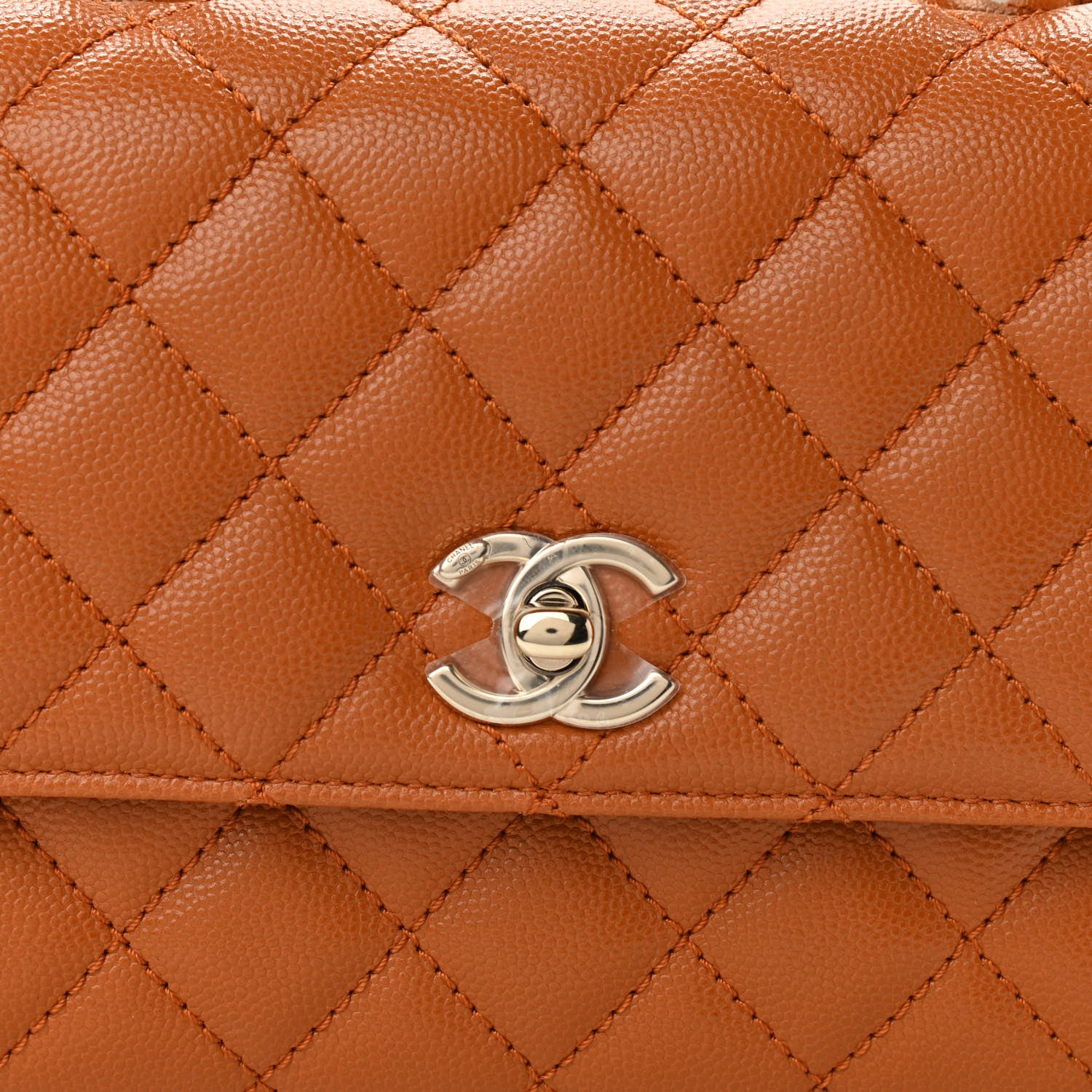 Chanel Caviar Quilted Mini Coco Handle Flap Light Brown 8 of 10