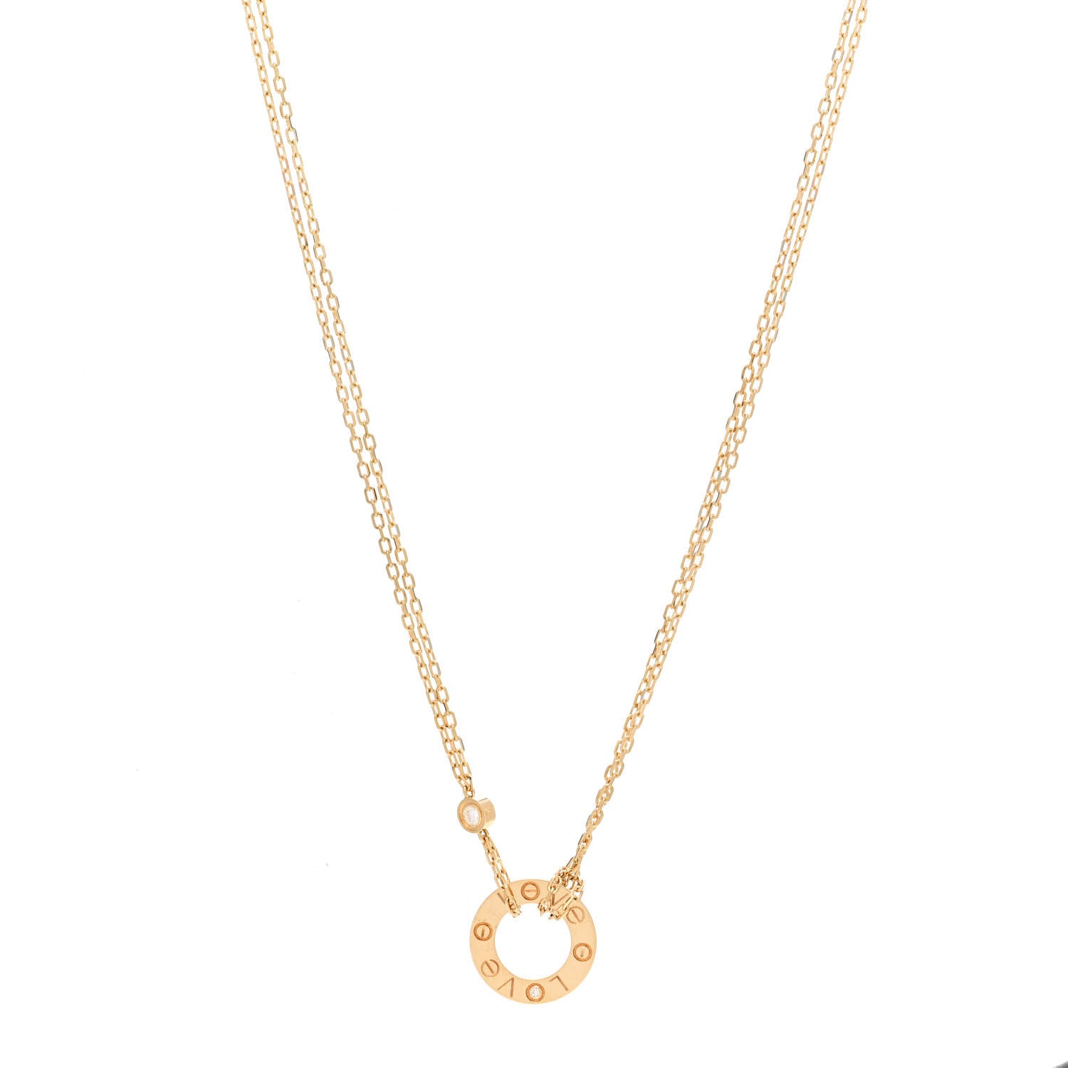 Cartier 18K Yellow Gold 2 Diamond LOVE Necklace 1 of 4