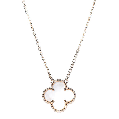 Van Cleef & Arpels 18K Yellow Gold Mother of Pearl Vintage Alhambra Pendant Necklace 4 of 8