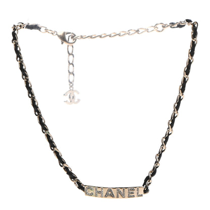 Chanel Metal Lambskin Crystal Sergeant Chanel Choker Necklace Black Gold 3 of 5