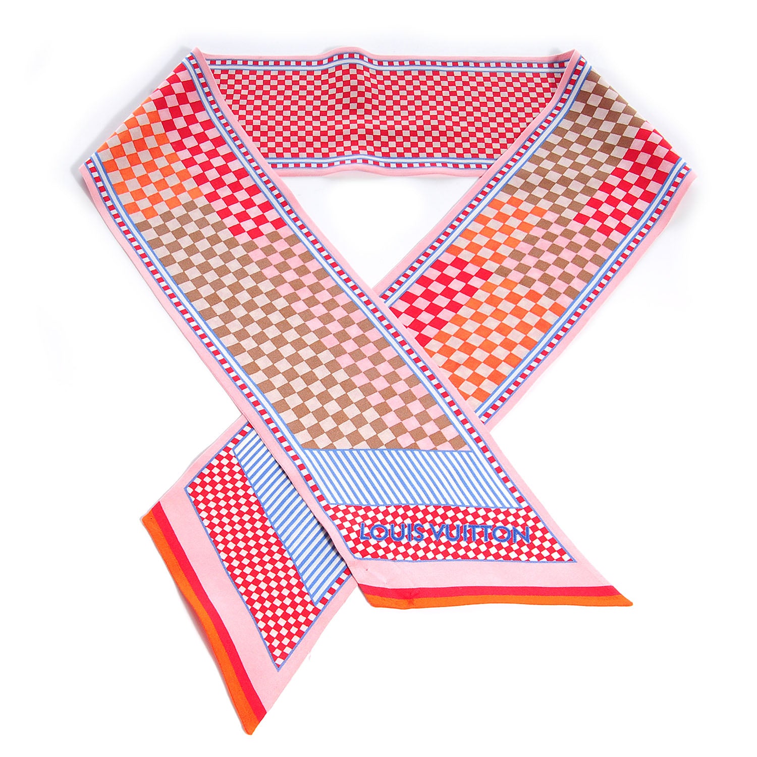 Louis Vuitton Silk Damier Aquarelle Bandeau Piment 1 of 4