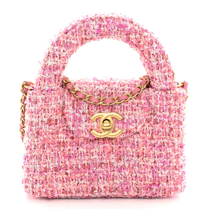 Chanel Tweed Quilted Mini Nano Kelly Shopper Pink 1 of 10