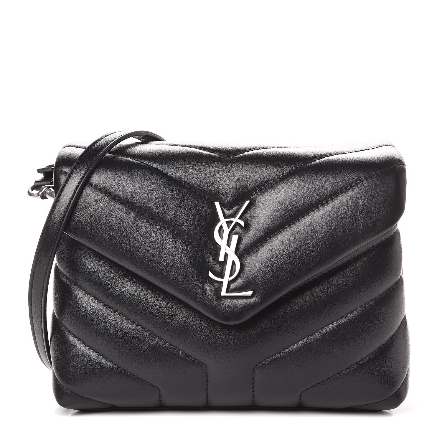 Saint Laurent Calfskin Y Quilted Monogram Toy Loulou Crossbody Bag Black 1 of 9