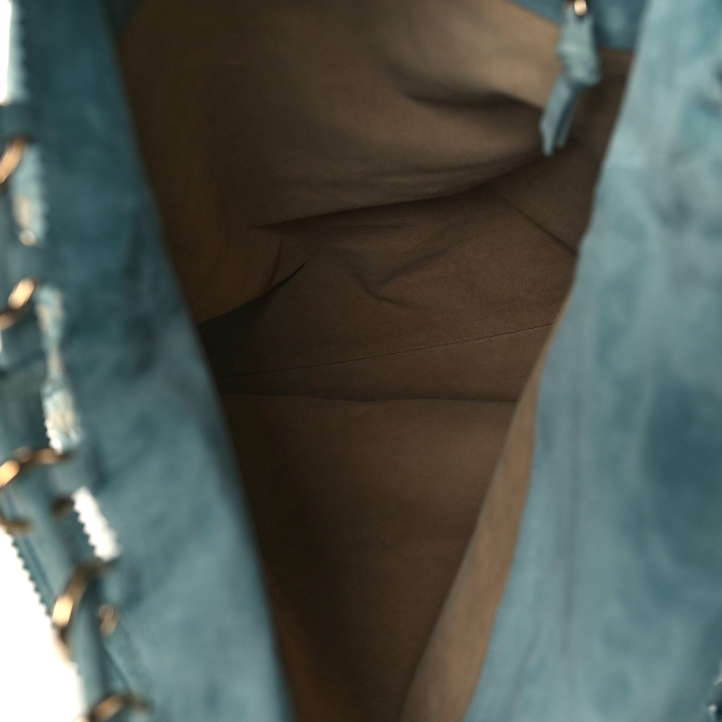 Suede Intrecciato Shoulder Bag Light Blue