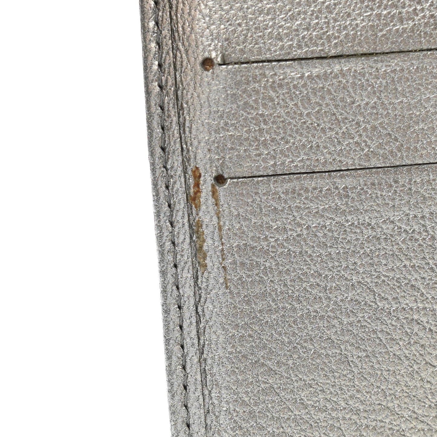 Metallic Goatskin Large Flap Wallet Silver