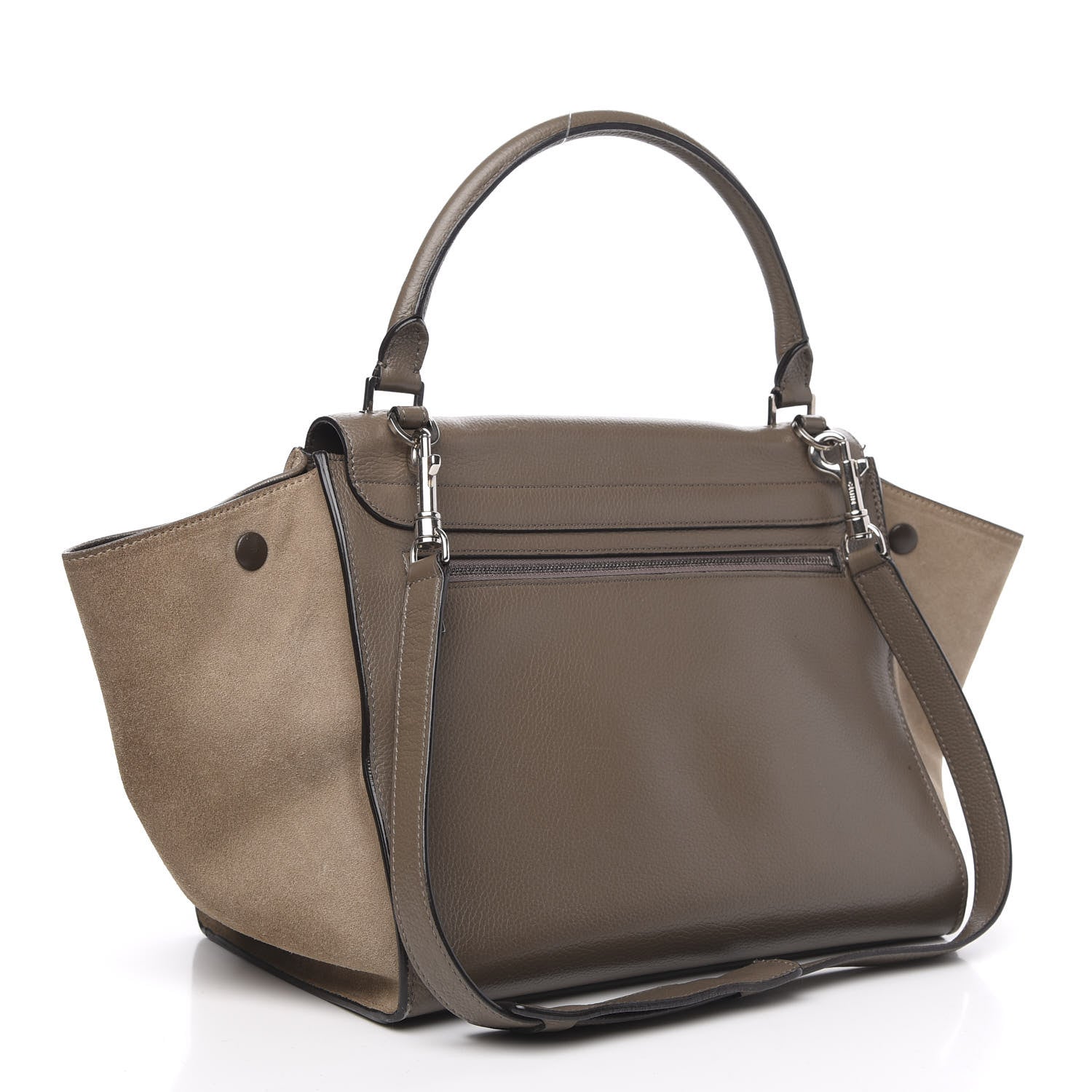 Celine Drummed Calfskin Suede Medium Trapeze Taupe 3 of 20