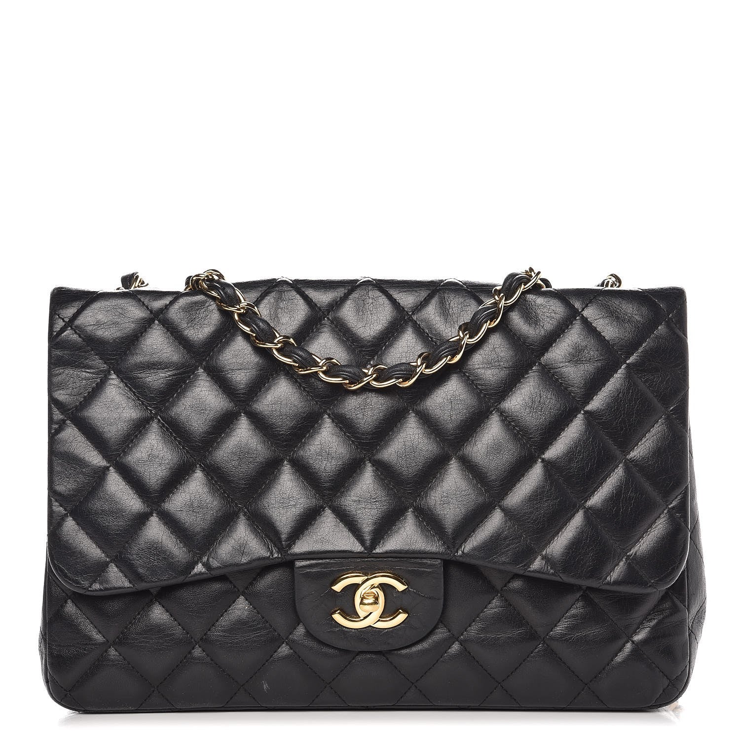 Chanel Lambskin Quilted Jumbo Single Flap Black 1 of 13