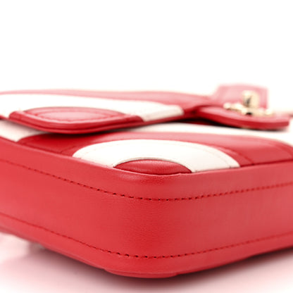 Chanel Lambskin Chevron Stitched Flap White Red 9 of 10