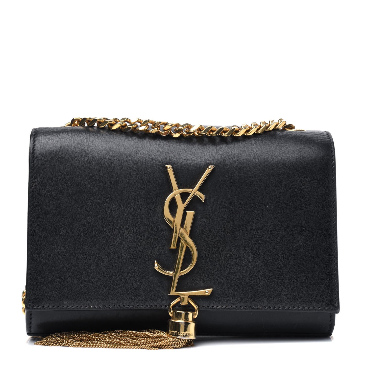 Calfskin Small Classic Monogram Kate Tassel Satchel Black