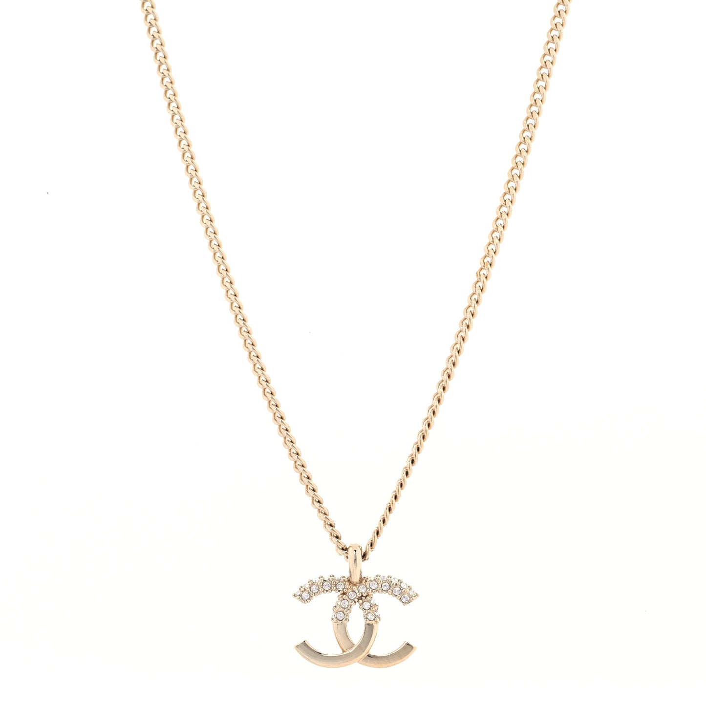 Crystal CC Pendant Necklace Gold