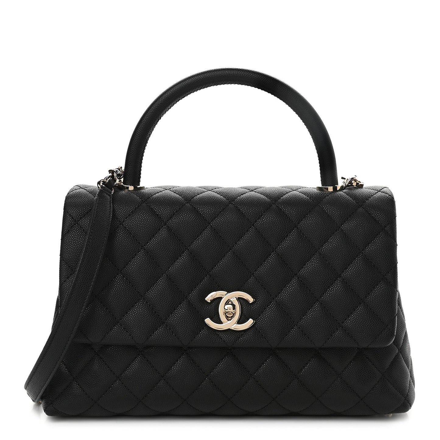 Caviar Quilted Small Coco Handle Flap Black