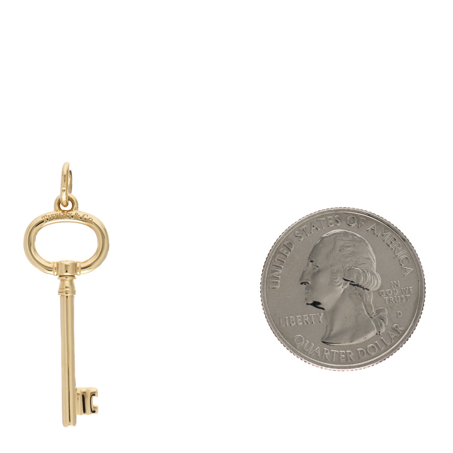 18K Yellow Gold Small Oval Key Pendant