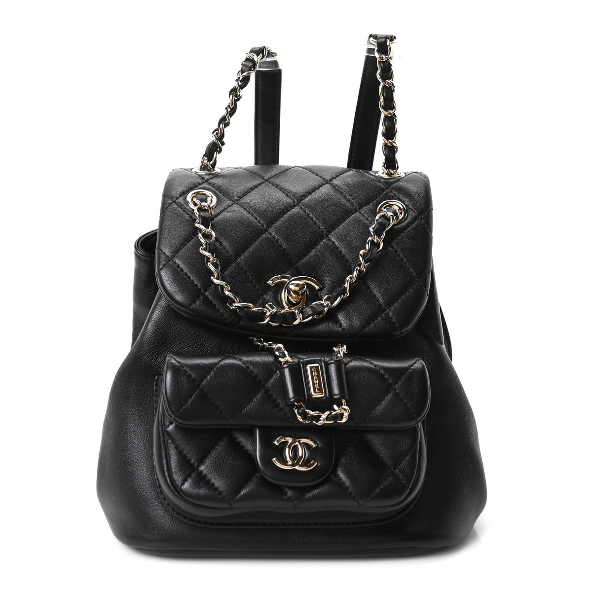 Chanel Lambskin Quilted Small Duma Drawstring Backpack Black 1 of 9