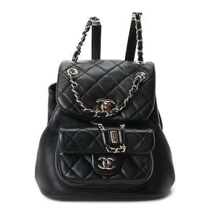 Chanel Lambskin Quilted Small Duma Drawstring Backpack Black 1 of 9