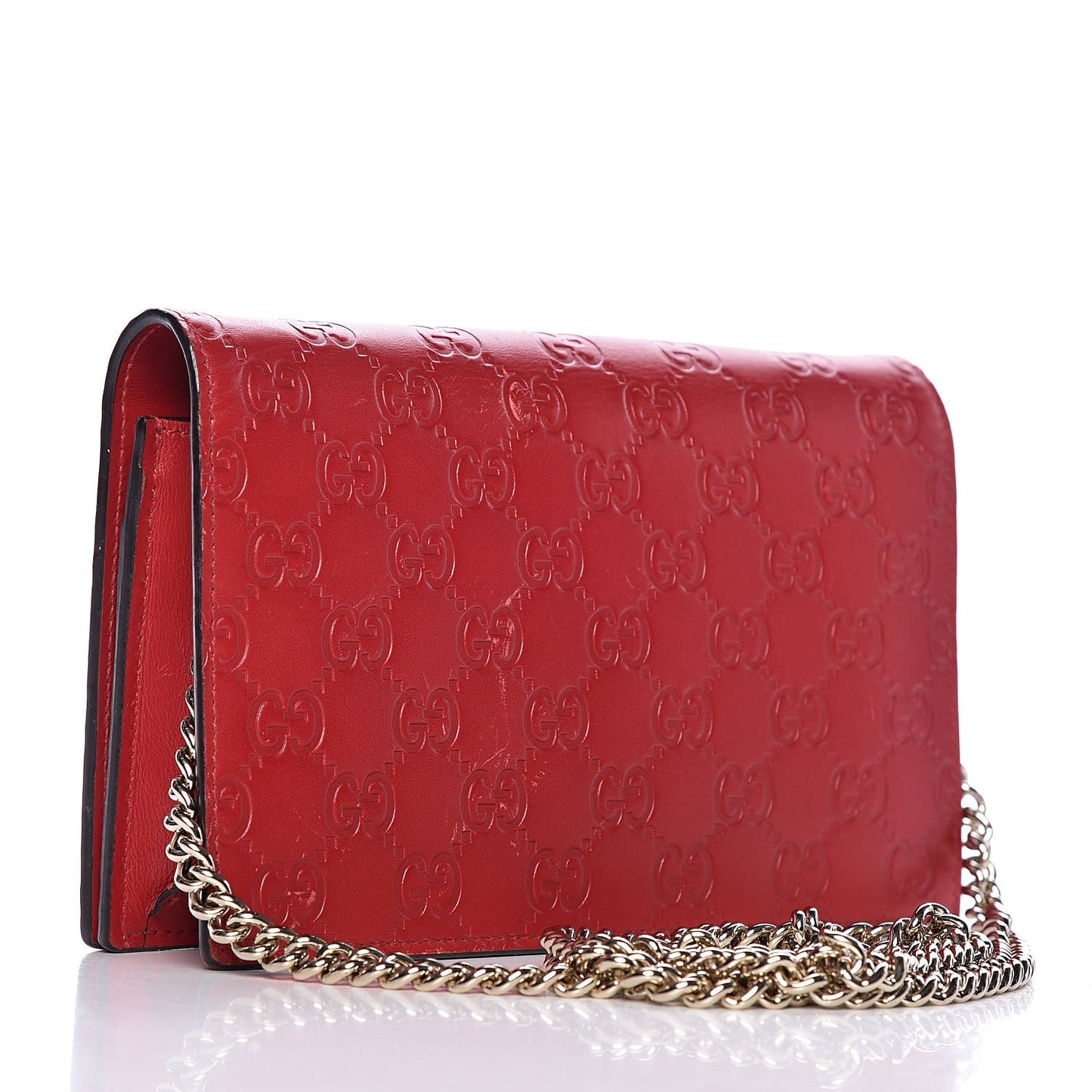 Guccissima Signature Bowy Chain Wallet Hibiscus Red