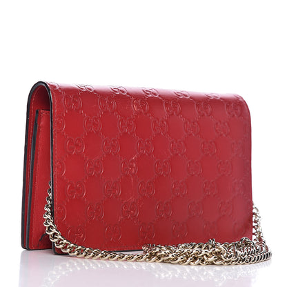 Gucci Guccissima Signature Bowy Chain Wallet Hibiscus Red 3 of 18