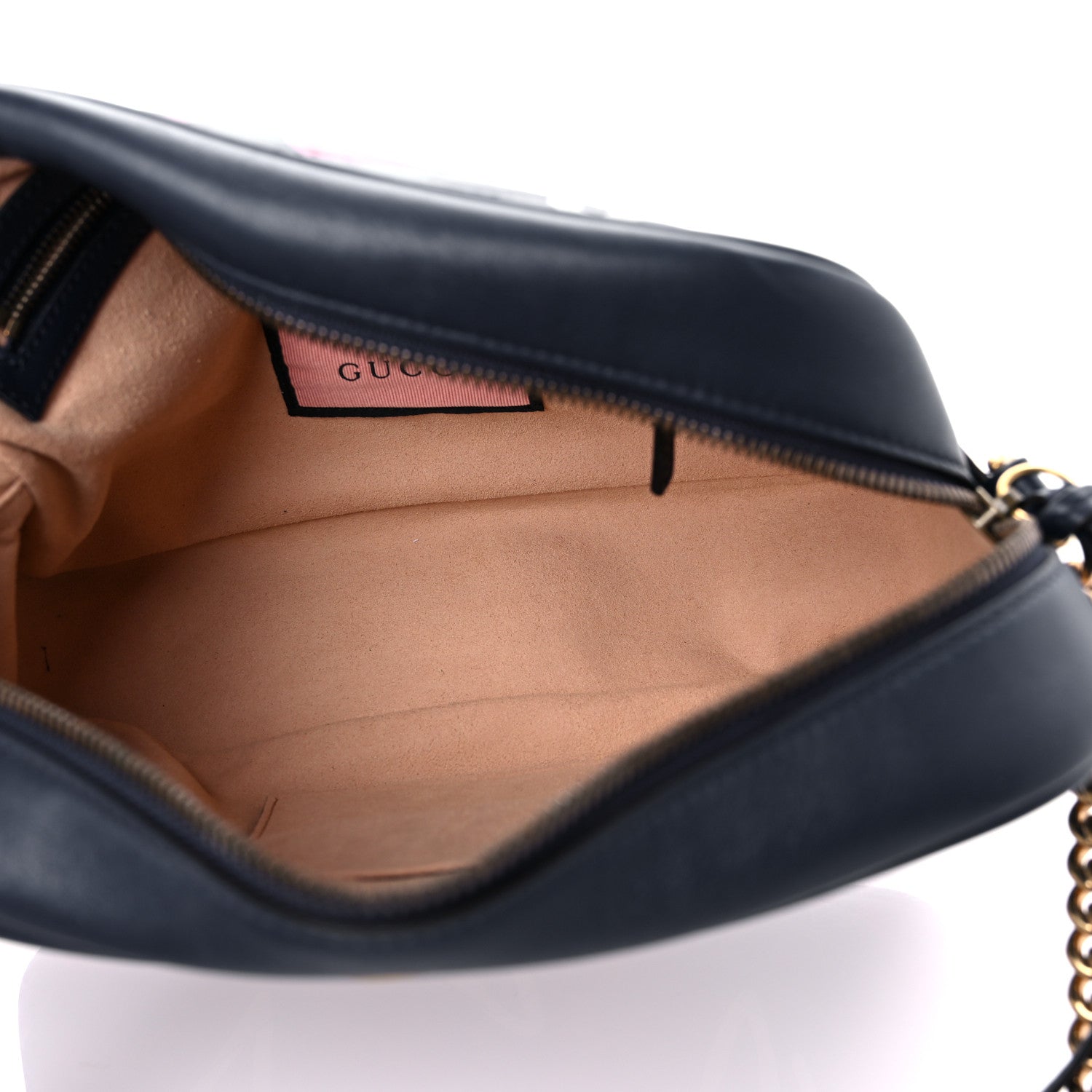 Gucci Calfskin Matelasse GucciGhost Medium GG Marmont Chain Shoulder Bag Blue Agata Hibiscus Red 5 of 14