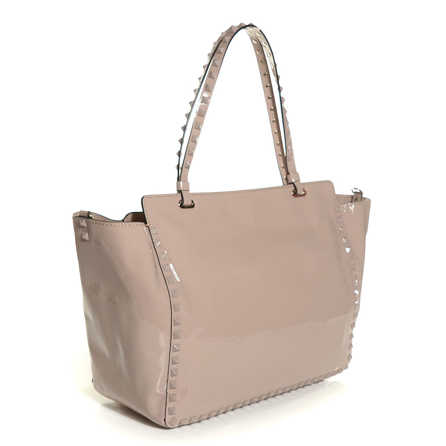 Valentino Garavani Patent Medium Punkouture Rockstud Tote Poudre 3 of 8
