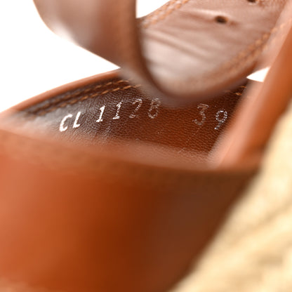 Louis Vuitton Calfskin Studded Espadrille Wedge Sandals 35.5 Cognac 7 of 9