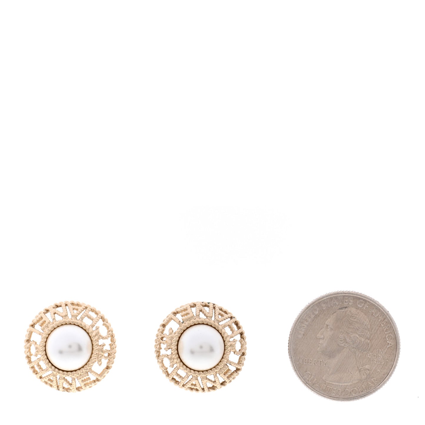 Pearl CC Round Rope Logo Earrings Gold