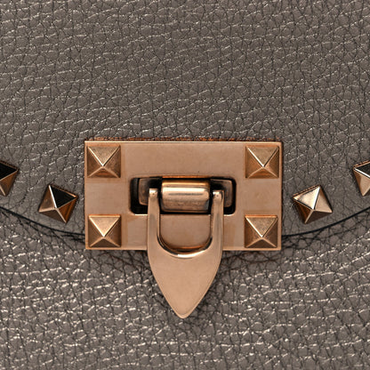 Valentino Garavani Metallic Pebbled Calfskin Medium Rockstud Flip Lock Crossbody Bag Sasso 14 of 14