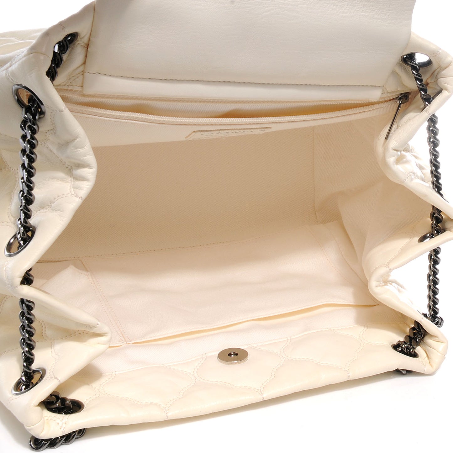 Lambskin Cells Accordion Tote Dark White