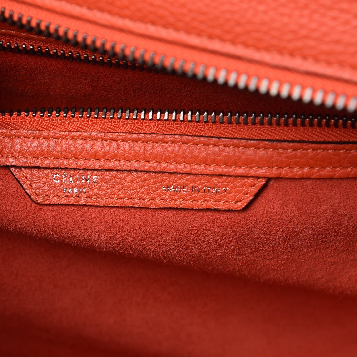 Celine Drummed Calfskin Mini Luggage Vermillion 7 of 12