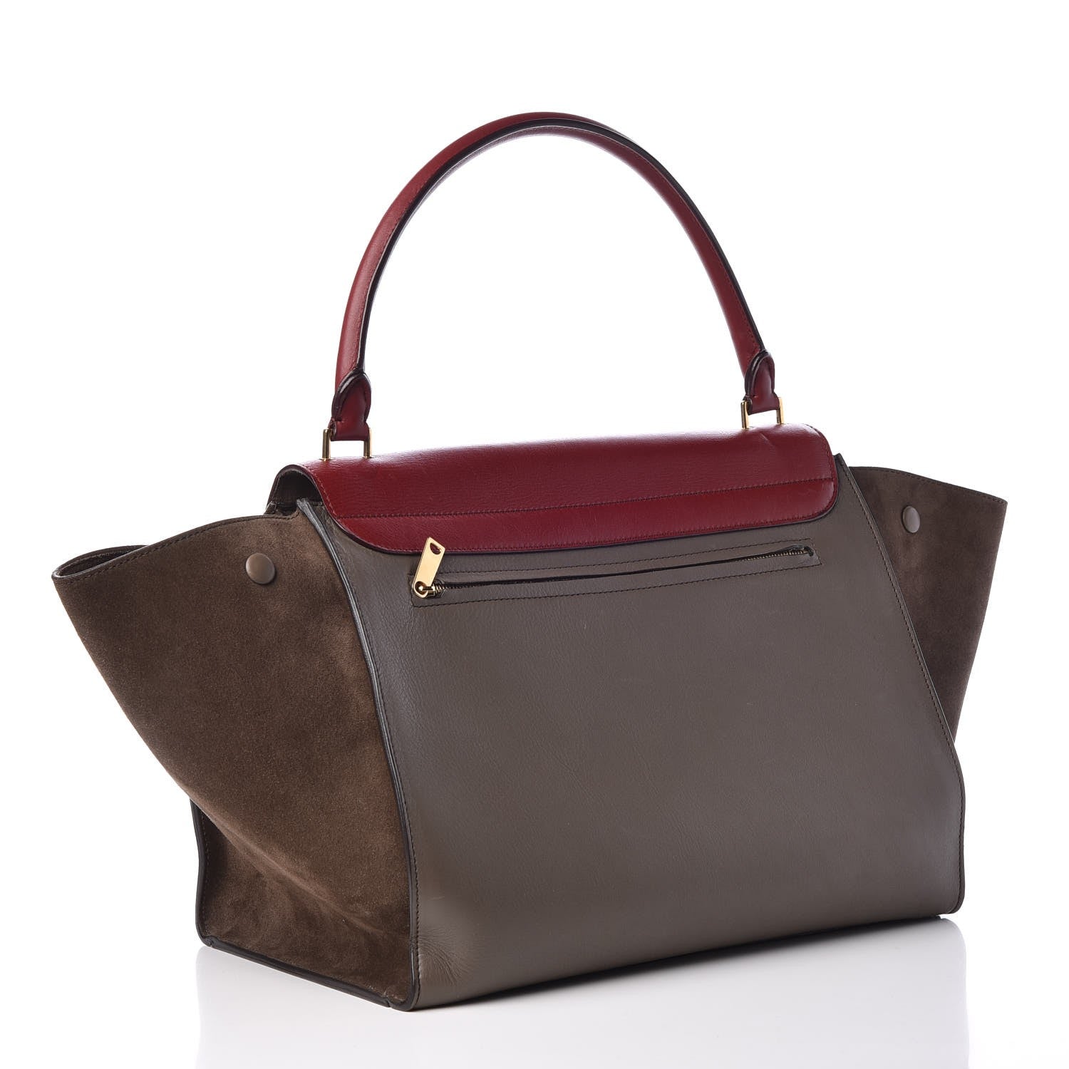 Celine Calfskin Suede Large Tri-Color Trapeze Granite 3 of 11