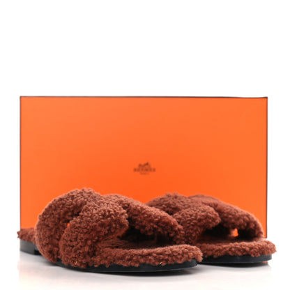Hermes Woolskin Oran Sandals 37 Cognac 8 of 8