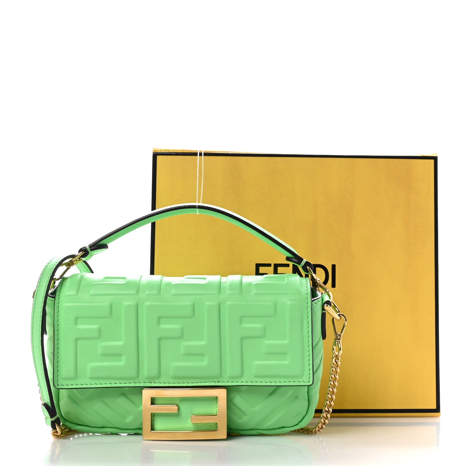Fendi Nappa FF 1974 Embossed Mini Baguette Edamame 11 of 11