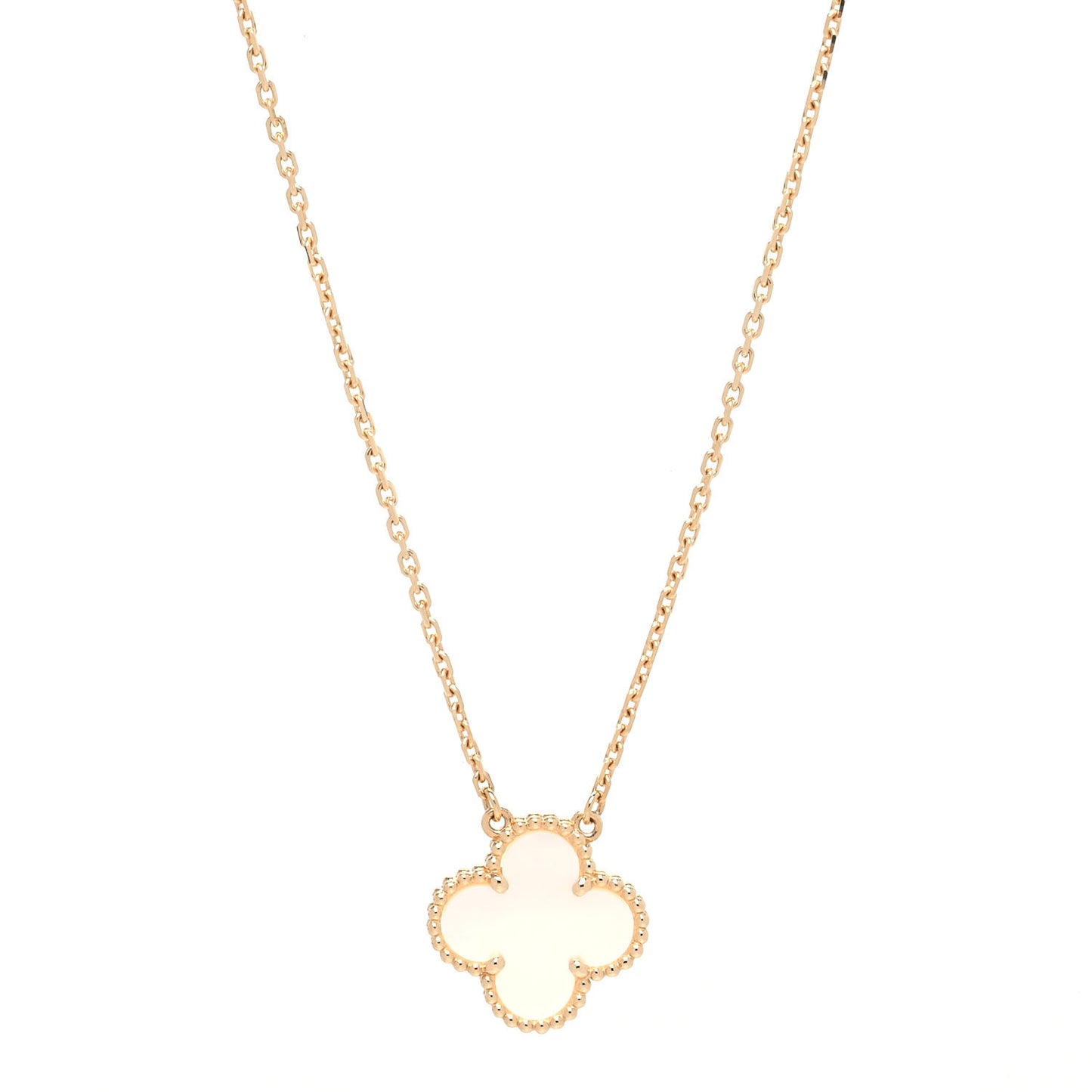 18K Yellow Gold Mother of Pearl Vintage Alhambra Pendant Necklace