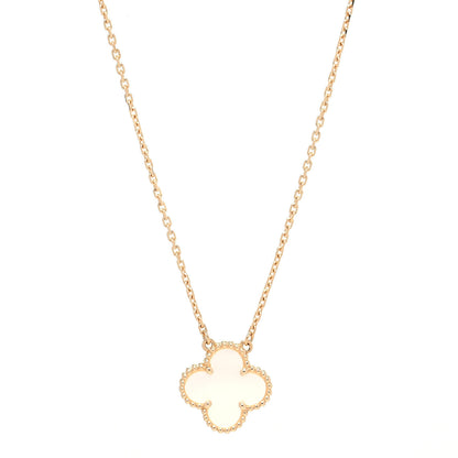 Van Cleef & Arpels 18K Yellow Gold Mother of Pearl Vintage Alhambra Pendant Necklace 1 of 8