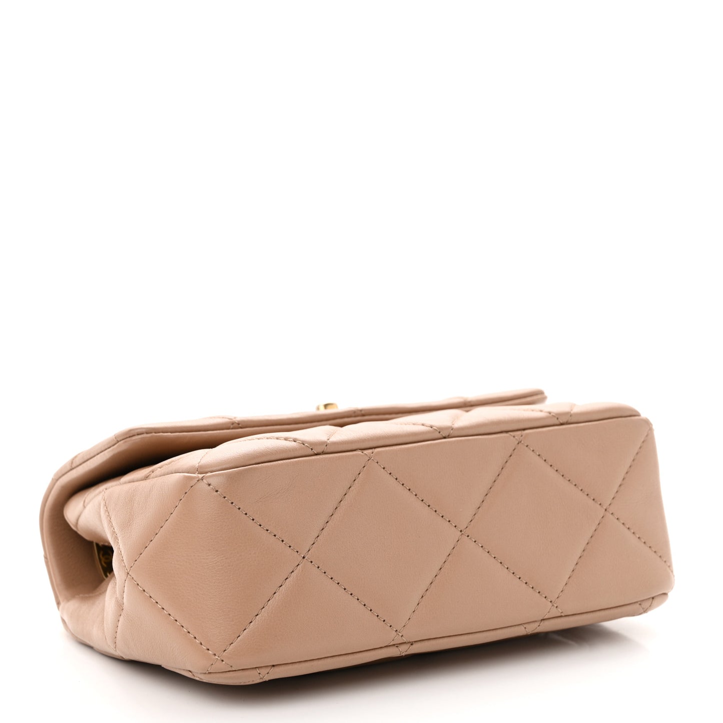 Calfskin Quilted Mini Charms Flap Dark Beige