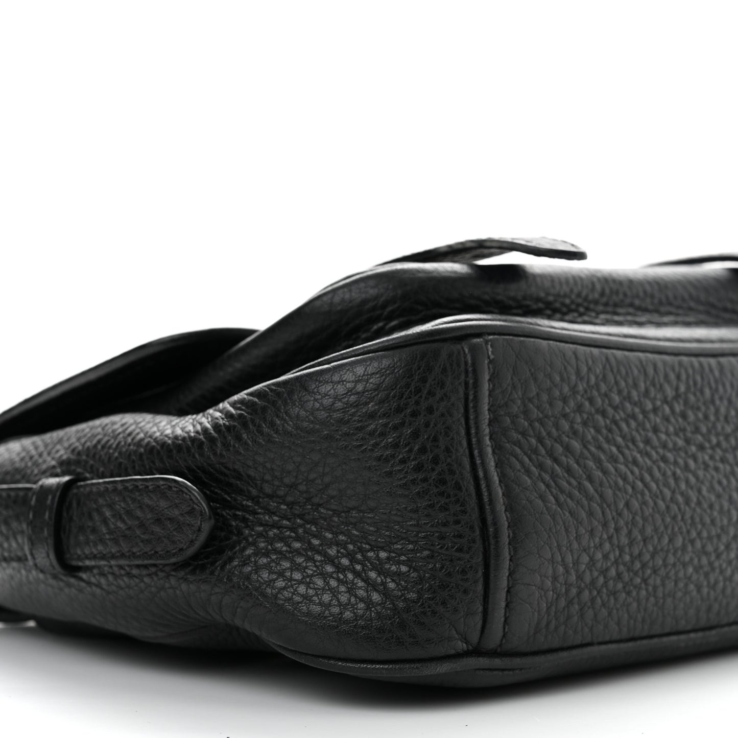 Vitello Daino Double Buckle Messenger Bag Black