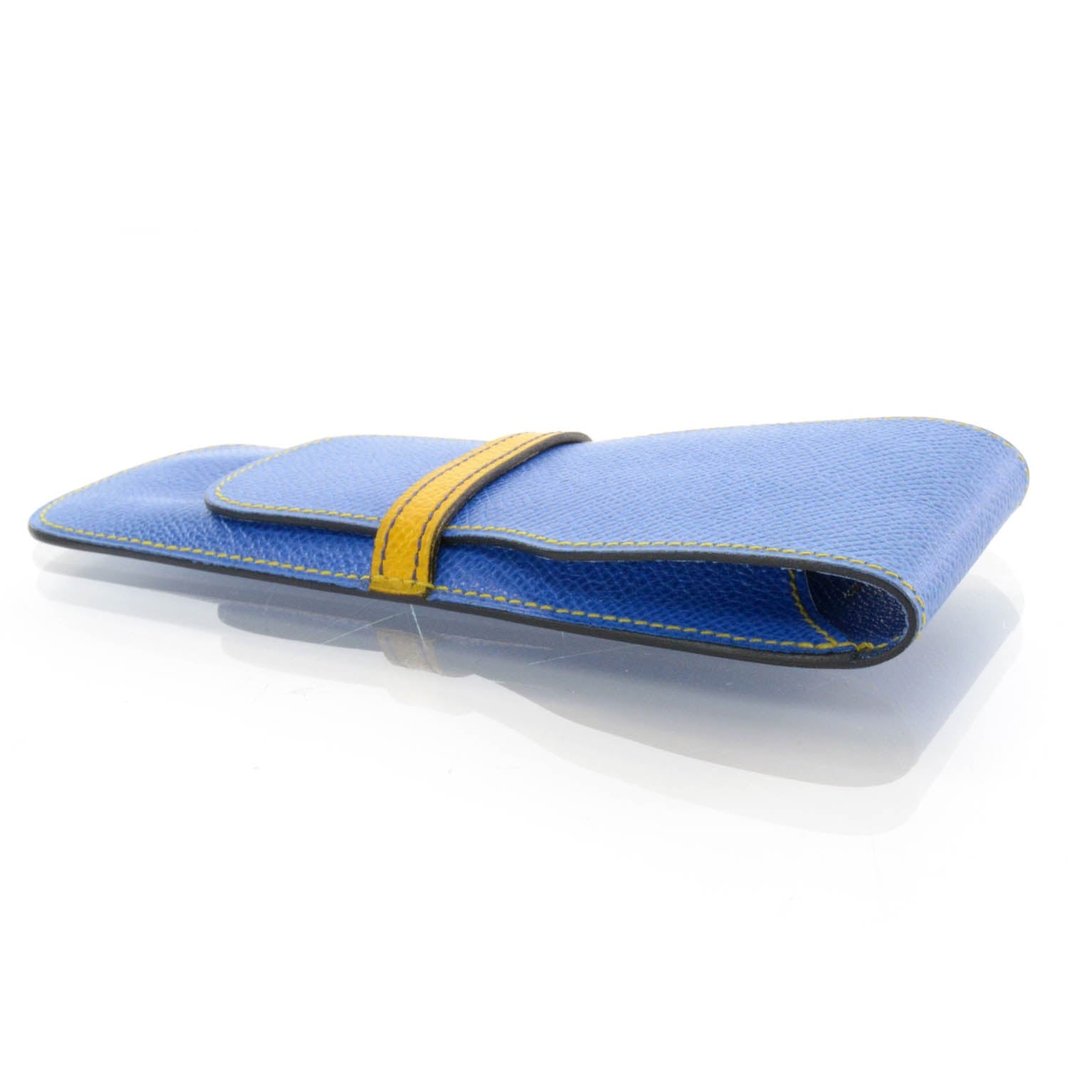 Hermes Courchevel Pen Case Bleu France and Jaune 3 of 5
